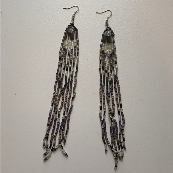 Urban Outfitters Jewelry - UO • Purple/black/clear beaded earrings